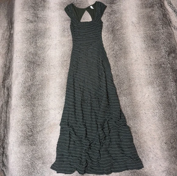 Free People FP X Ruffles Rows Maxi Dress Green Women's XS - Picture 6 of 10